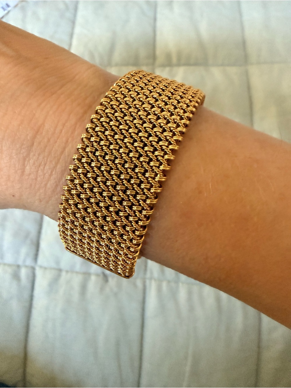 Gold Mesh Chain Cuff Bracelet